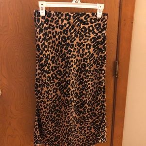 Cheetah print silk midi skirt